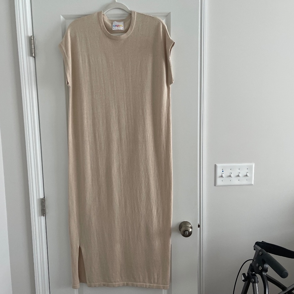 Dress for casual trend with sweater for cooler temps